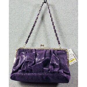 Vintage Evening Rhinestone Purple Handbag Faux Snakeskin NWT ( See Pic)
